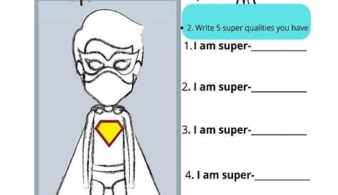 I AM SUPER... WORKSHEET SELF-ESTEEM…: English ESL worksheets pdf & doc