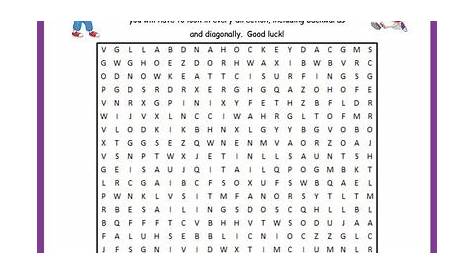 printable sports word search