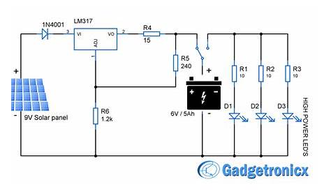 Solar powered LED light circuit - Gadgetronicx