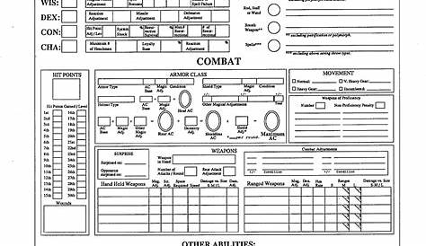 Unusual dungeons and dragons printable character sheet | Terra Website