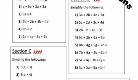 simplifying expressions worksheets with answers