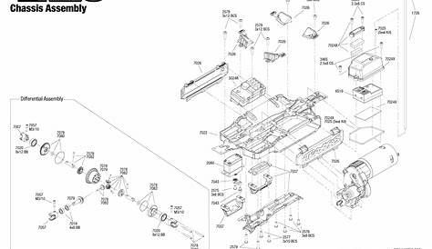 1/16 E-Revo (71054-1) Chassis Assembly Exploded View | Traxxas | E revo