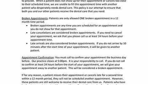 unscheduled dental treatment letter sample
