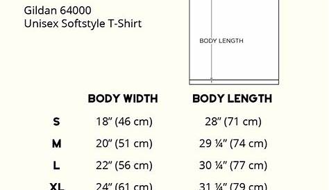gildan t shirt size chart