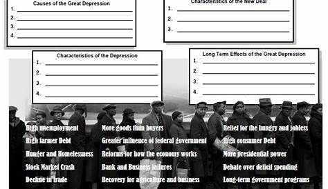 great depression worksheet