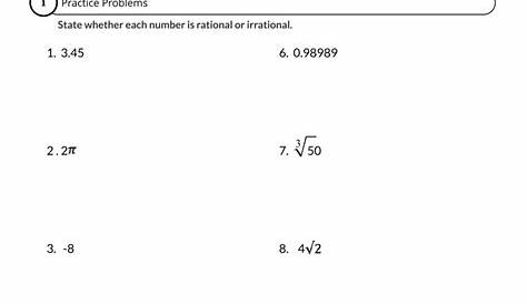 identifying rational and irrational numbers worksheets