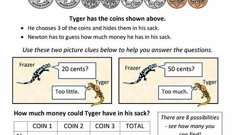 money worksheet for third grade