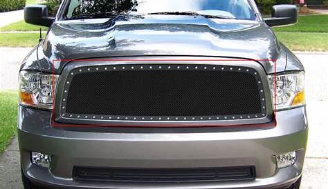 For 2009-2012 Dodge Ram 1500 Upper Black Rivet Studss Grille Inserts | eBay