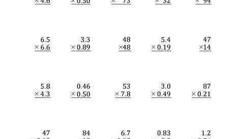 multiple decimals 6th grade worksheet