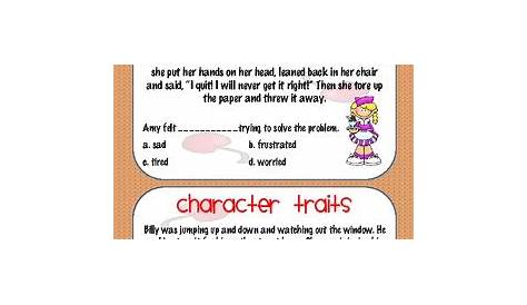 Character Traits Activity- 2nd, 3rd, or 4th grade by Ms Third Grade