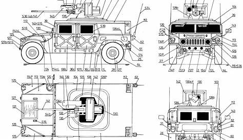 1992 Hummer M242 Bushmaster SUV blueprints free - Outlines