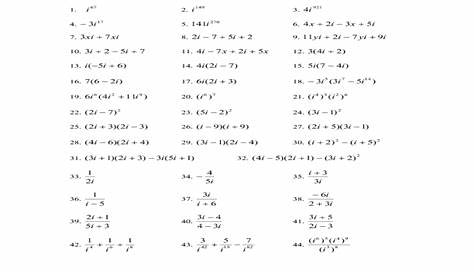 Quiz Worksheet Solving Quadratics with Complex Numbers as the Solution
