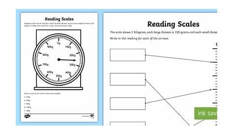 Reading Scales Worksheet: Weight and Measurement - Twinkl