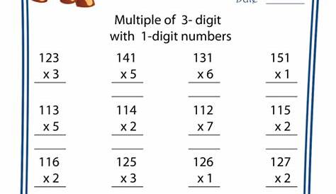 multiplying 3 digit by 1 digit numbers a - free multiplication