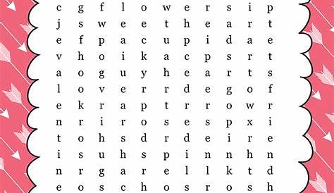 valentines day word search printable