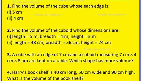 Volume Cubed #3 Worksheets | 99Worksheets
