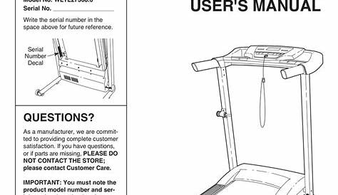 weslo 831294620 treadmill owner's manual
