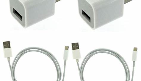2x USB Home AC Wall Charger +2x 8 Pin Data Sync Cable for iPhone 5 5S