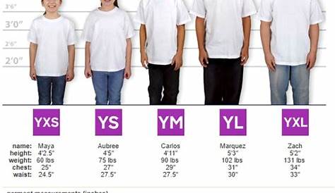 youth xlarge size chart