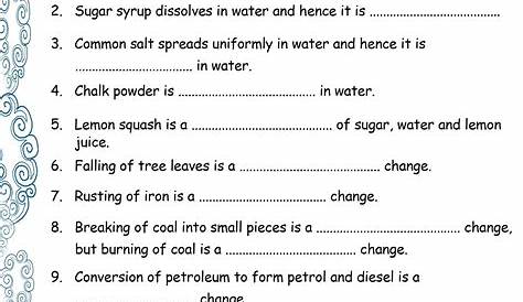 solid liquid gas worksheets