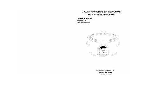 Euro-Pro Slow Cooker KC275 User manual | Manualzz
