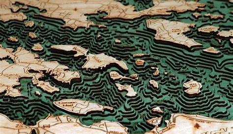 Lake Winnipesaukee Wood Carved Topographic Depth Chart / Map
