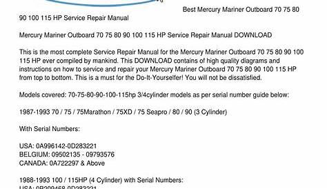 Mariner 75 Hp Outboard Wiring Diagram / Outboard Manual 70 75 80 90 100