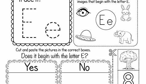 Free Printable Letter E Beginning Sounds Phonics Worksheet for Preschool