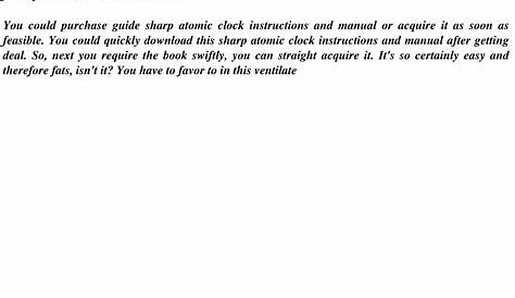 Sharp Atomic Clock Instructions And Manual