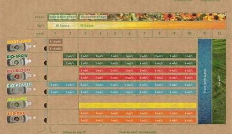 veg bloom nutrients feeding chart