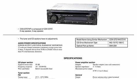 SONY CDX-GT07 SERVICE MANUAL Pdf Download | ManualsLib