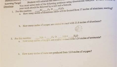 Solved Stoichiometry Worksheet 1 - Mole-to-Mole Calculations | Chegg.com