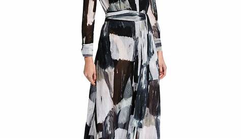 Norma Kamali NK Printed A-Line Shirt Dress | Neiman Marcus Bell Sleeve