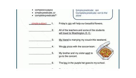 simple subject and predicate worksheets