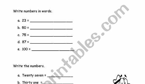 Writing Numbers One To Ten Worksheets / Writing Numbers To 100 In Words