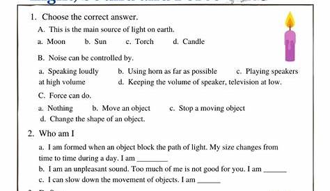 light and sound worksheet grade 8