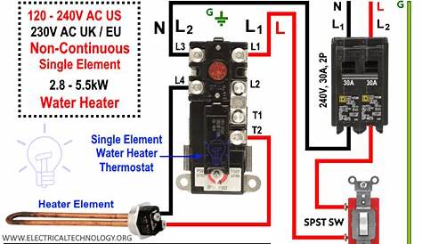 water heater circuit breaker wiring