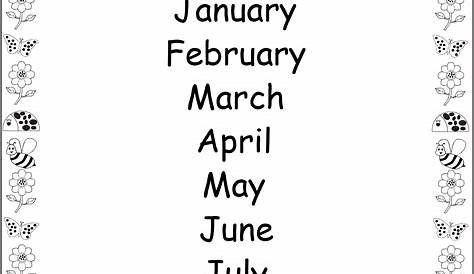 kindergarten months of the year worksheets