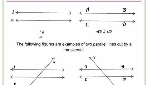 parallel lines transversal worksheet