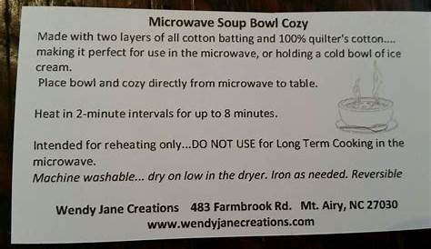 Printable Microwave Bowl Cozy Poem