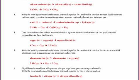 Worksheet Balancing Word Equations Chapter 10 Uncategorized : Resume