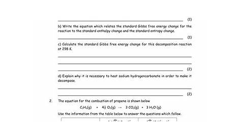 enthalpy calculations worksheet and answers