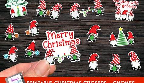 Gnome Christmas Stickers - 14 Print and cut stickers