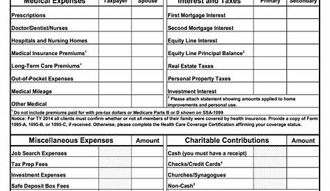 photographer tax deduction worksheets