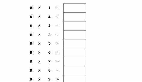 Printable 8 Times Table Worksheets | 101 Activity