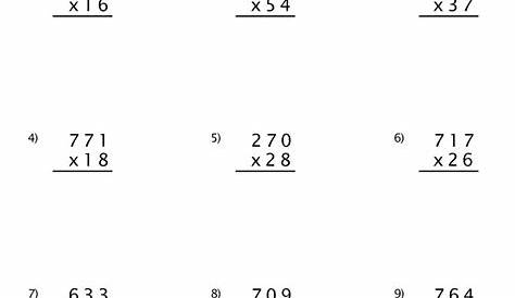 multiplication 2 digit by one digit worksheet