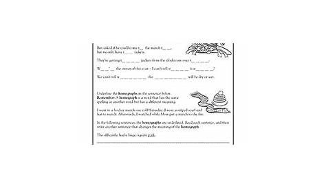 5th Grade Homonyms Worksheets For Grade 5 – Kidsworksheetfun