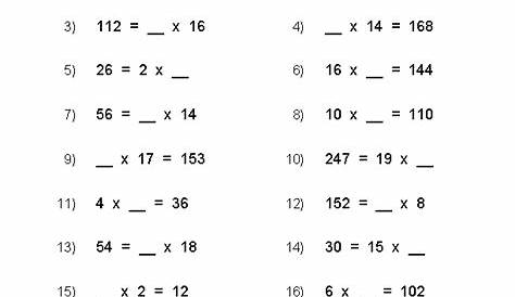 multiplication factors worksheet