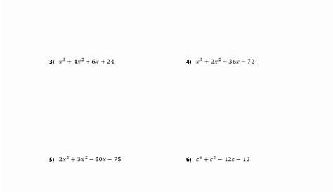 math worksheet factoring polynomials