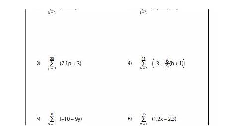 Series Summation Worksheet 10th Grade